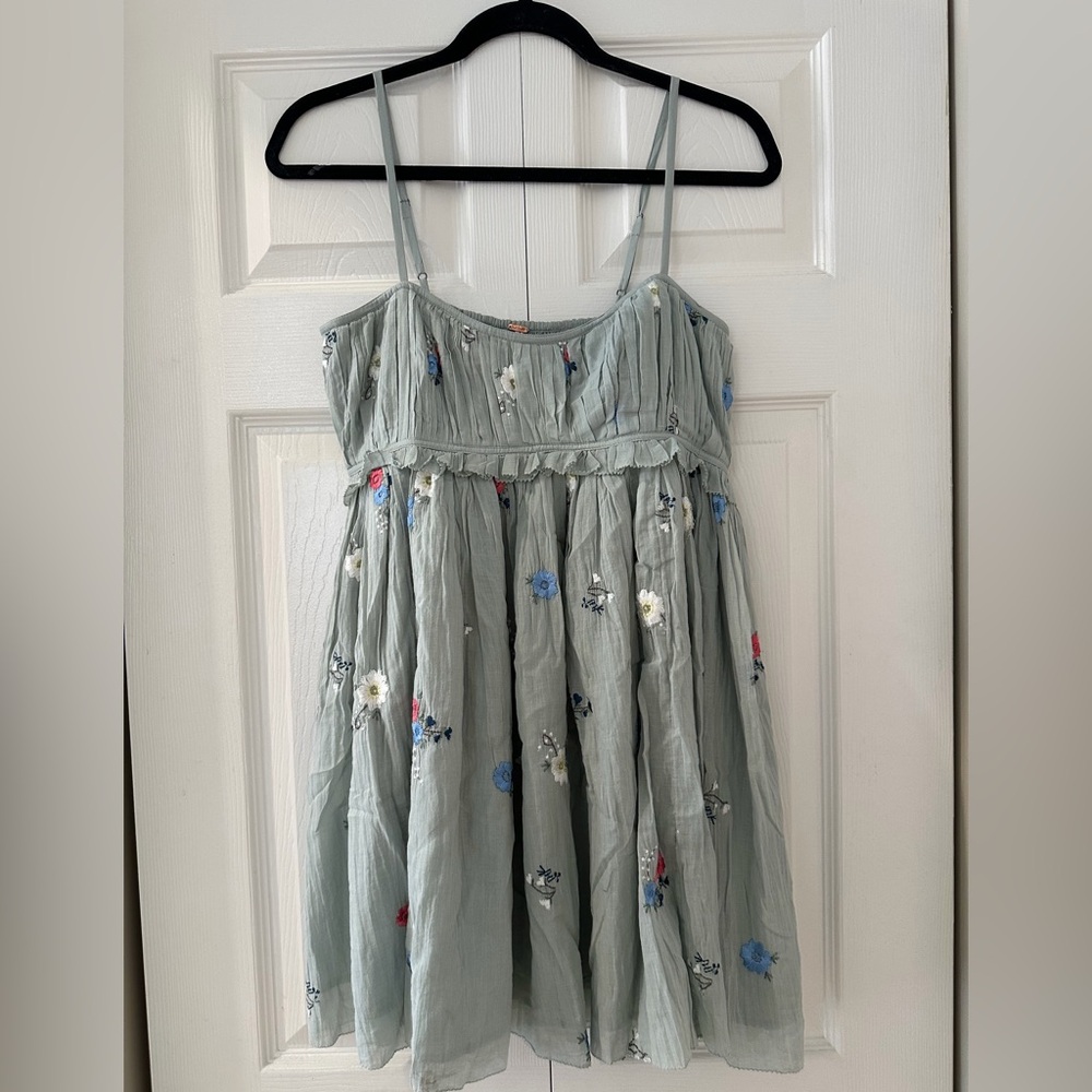 Free People Floral Embroidered Mini Dress